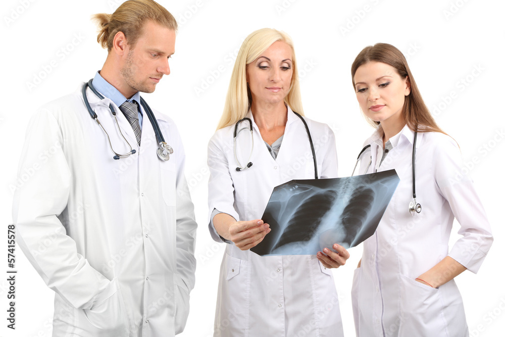 Medical workers isolated on white