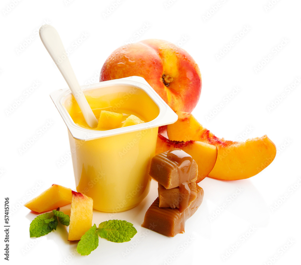 Banana slices with honey, isolated on white