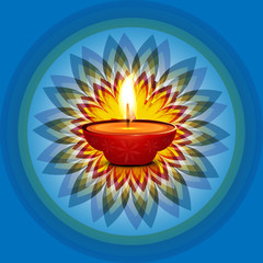 Wall Mural - Beautiful card diwali rangoli blue bright colorful celebration b