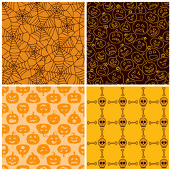 Wall Mural - Halloween seamless patterns. Set of four