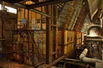 Wall Mural - Old furnaces in an abandoned hall