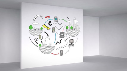 Poster - Colored animation showing 3d room and global influences