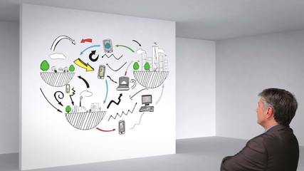 Poster - lobal inflColored animation showing 3d room and guences