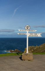 Signpost Lands End Cornwall England uk