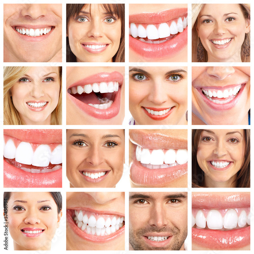 Naklejka ścienna People teeth collage.