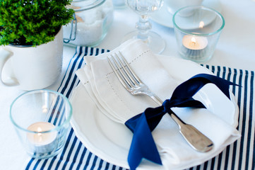 Wall Mural - Table setting in navy blue tones