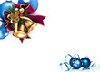Christmas bow and ornaments with copy space