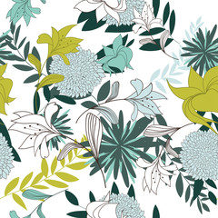 Wall Mural - Seamless floral pattern