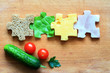 Food puzzle ingredients diet creative abstract concept