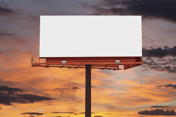 blank billboard with sunset sky