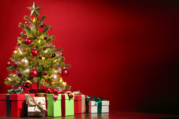 Wall Mural - christmas tree and gifts