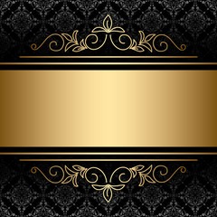 Wall Mural - black background with golden decorations - vector