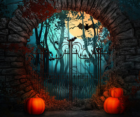 Scary Gate Halloween Backdrop