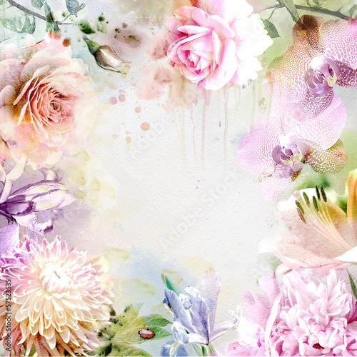 Plakat na zamówienie Watercolor flowers
