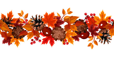 horizontal seamless background with autumn leaves. vector.