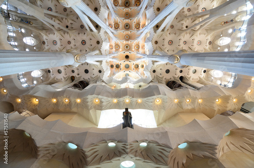 Sagrada Familia ceiling by Antoni Gaudi,Barcelona Canvas Print