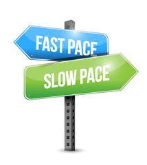 fast pace slow pace road sign illustration design