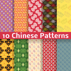 Wall Mural - different chinese vector seamless patterns (tiling).