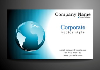 Vector business card design with globe