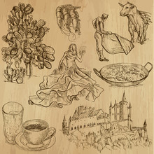 Traveling Spain - Hand Drawings Into Vector Set 3