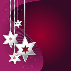 Poster - Abstract vector purple Christmas background with stars