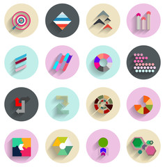Wall Mural - Vector set of geometric abstract flat icons