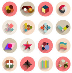 Wall Mural - Vector set of geometric abstract flat icons