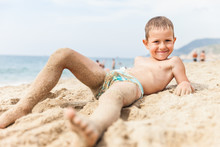 Child Boy On Sea Beach