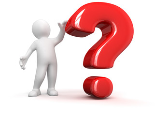 Poster - Man and question (clipping path included)