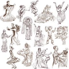 Poster - Dancing people around the World 1 - hand drawings