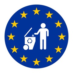 Canvas Print - Poubelle de recyclage dans un drapeau européen