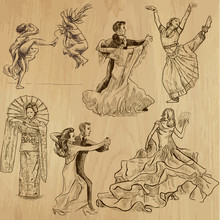 Dancing People 1 - Hand Drawings Into Vector Set