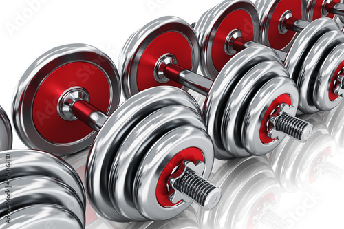 Fototapeta na wymiar Row of dumbbells