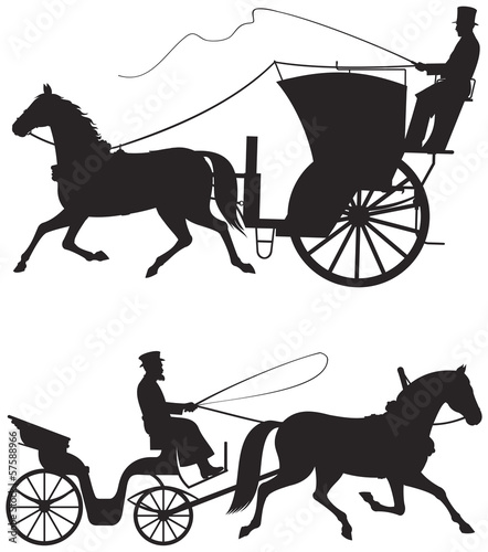 Fotografía Horse taxicab vector silhouettes