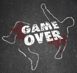 Wall Mural - Game Over Body Chalk Outline Dead Person