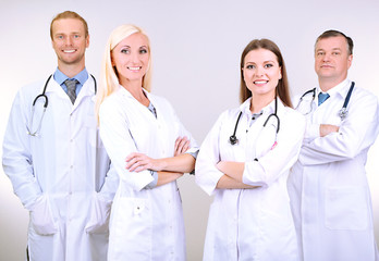 Sticker - Medical workers on grey background