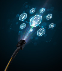 Electric cable with multimedia icons