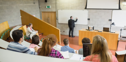 Poster - Male teacher with students at the lecture hall