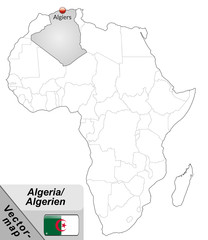  Inselkarte von Algerien mit Hauptstädten in Grau