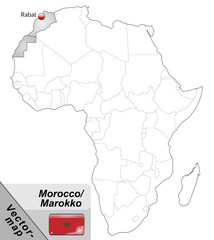  Inselkarte von Marokko mit Hauptstädten in Grau