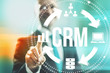 © Mikko Lemola - Customer relationship management concept man selecting CRM