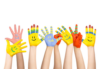 Fototapete - painted children's hands