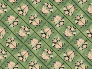 muted colors of art nouveau floral tile pattern