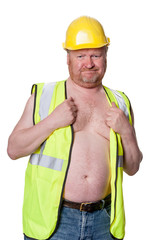 Construction worker in hard hat - isolated on white