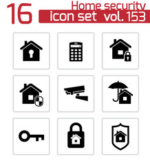 Wall Mural - vector black home security icons set