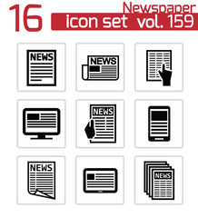 Canvas Print - Vector black newspaper icons set