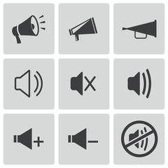 Wall Mural - vector black speaker icons set