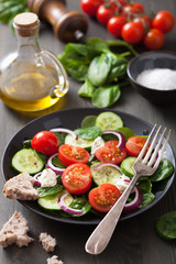 Wall Mural - salad with tomatoes cucumber and goat cheese