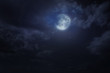 Leinwandbild Motiv Night starry sky and moon