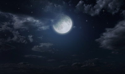 night starry sky and moon